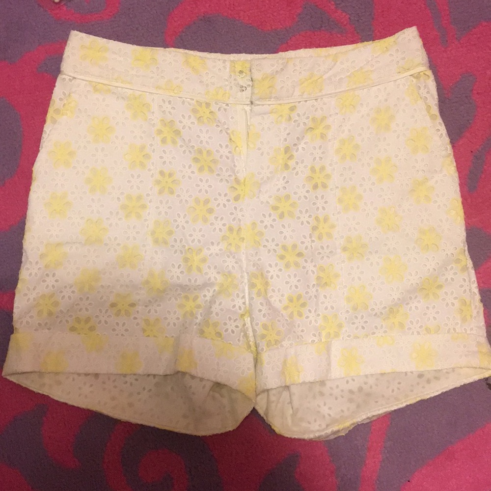 Yellow & White Flower Shorts